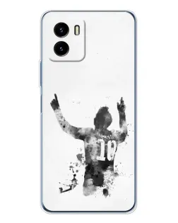 Чехол для Vivo Y19s Pro с картинкой «Черно-белый силуэт Месси»