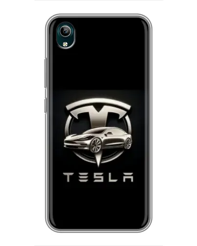 Чехол для Vivo Y1s с картинкой «Tesla — серебристое авто» Чехол для Vivo Y1s с картинкой «Tesla — серебристое авто»