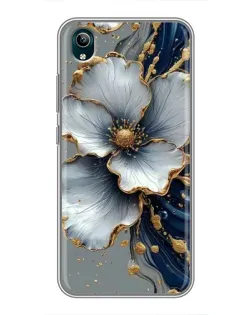 Чехол для Vivo Y1s с картинкой «Белый цветок и золотой флюид»
