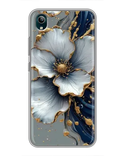 Чехол для Vivo Y1s с картинкой «Белый цветок и золотой флюид» Чехол для Vivo Y1s с картинкой «Белый цветок и золотой флюид»