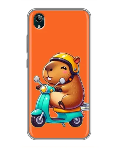 Чехол для Vivo Y1s с картинкой «Капибара на скутере»