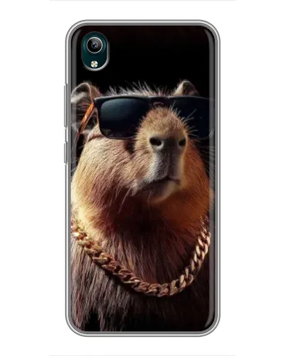 Чехол для Vivo Y1s с картинкой «Капибара золотая цепь»