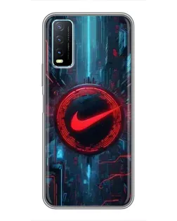 Чехол для Vivo Y20 с картинкой «Техногенный стиль Nike»