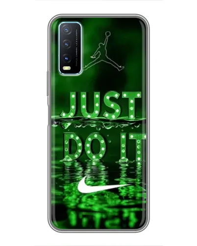 Чехол для Vivo Y20 с картинкой «Зеленый неоновый Nike»