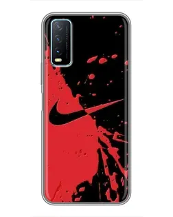 Чехол для Vivo Y20 с картинкой «Красные брызги Nike»