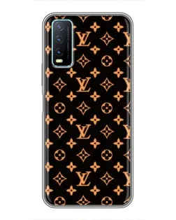 Чехол для Vivo Y20 с картинкой «Золотая монограмма LV»