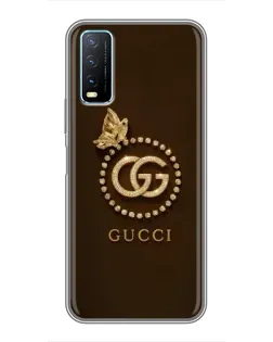 Чехол для Vivo Y20 с картинкой «Gucci — золотая бабочка»