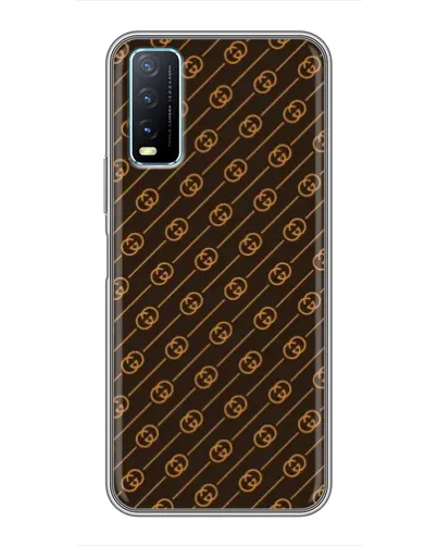 Чехол для Vivo Y20 с картинкой «Gucci — золотые диагонали»