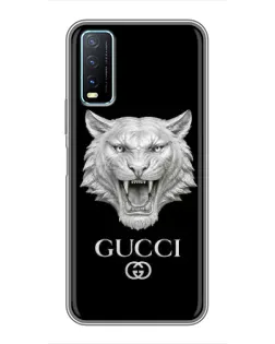 Чехол для Vivo Y20 с картинкой «Gucci — серебряный лев»