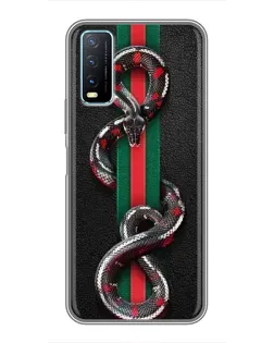 Чехол для Vivo Y20 с картинкой «Gucci — змея на полосе»