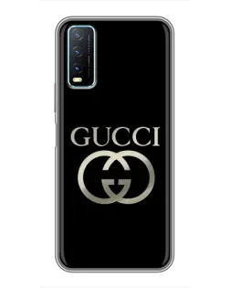 Чехол для Vivo Y20 с картинкой «Gucci — золото на черном»