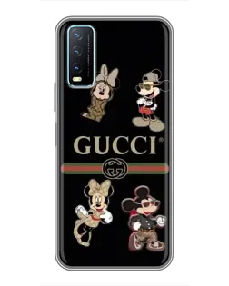 Чехол для Vivo Y20 с картинкой «Gucci — герои Disney и монограмма»