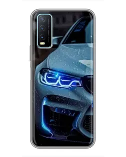 Чехол для Vivo Y20 с картинкой «Взгляд BMW с синими фарами» Чехол для Vivo Y20 с картинкой «Взгляд BMW с синими фарами»