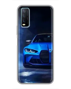 Чехол для Vivo Y20 с картинкой «Голубая BMW M4»
