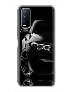 Чехол для Vivo Y20 с картинкой «Черная BMW — профиль»
