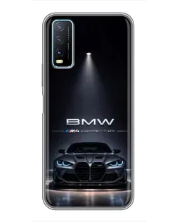 Чехол для Vivo Y20 с картинкой «BMW сквозь ночной город»
