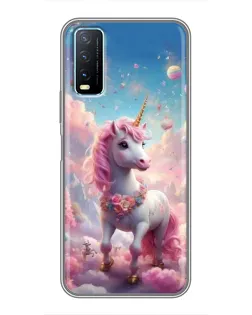 Чехол для Vivo Y20 с картинкой «Единорог среди облаков»