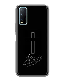 Чехол для Vivo Y20 с картинкой «Графический крест Jesus»