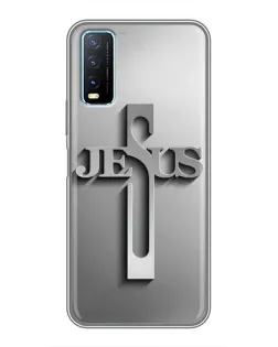 Чехол для Vivo Y20 с картинкой «Металлический крест Jesus»