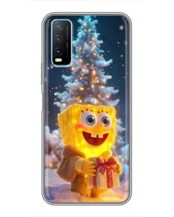 Чехол для Vivo Y20 с картинкой «Рождественский Спанч Боб»