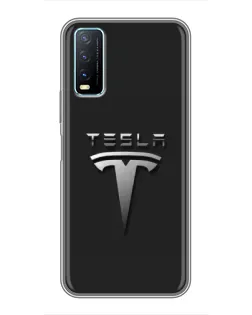 Чохол для Vivo Y20 з картинкою «Сталевий логотип Tesla»