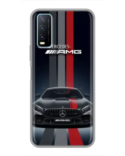 Чехол для Vivo Y20 с картинкой «Mercedes — белый карбон»