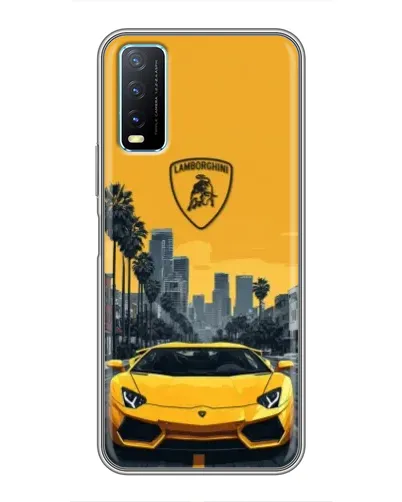 Чехол для Vivo Y20 с картинкой «Желтый Lamborghini город»