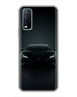Чехол для Vivo Y20 с картинкой «Черный Lamborghini Aventador»