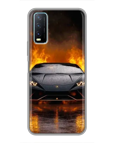 Чехол для Vivo Y20 с картинкой «Lamborghini в огне»