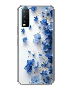 Чехол для Vivo Y20 с картинкой «Голубой цветочный каскад»