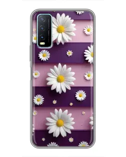 Чехол для Vivo Y20 с картинкой «Ромашки на фиолетовом»