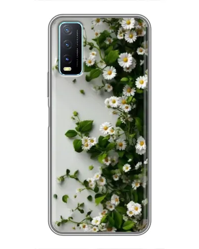 Чехол для Vivo Y20 с картинкой «Ветка мелких белых цветов»