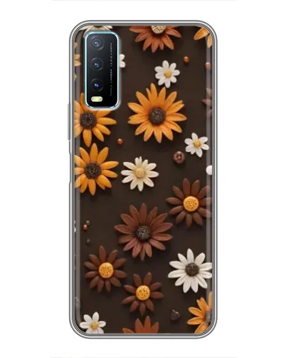 Чехол для Vivo Y20 с картинкой «Узор из маленьких подсолнухов»