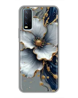 Чехол для Vivo Y20 с картинкой «Белый цветок и золотой флюид»