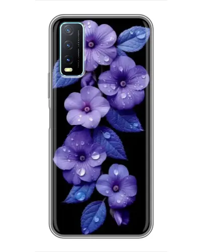 Чехол для Vivo Y20 с картинкой «Фиолетовые цветы с росою»