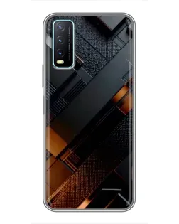 Чехол для Vivo Y20 с картинкой «Черные геометрические блоки»