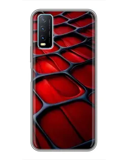 Чехол для Vivo Y20 с картинкой «Красная глянцевая сетка»