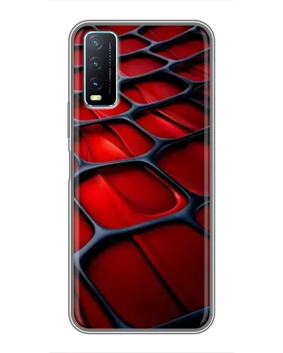 Чехол для Vivo Y20 с картинкой «Красная глянцевая сетка»