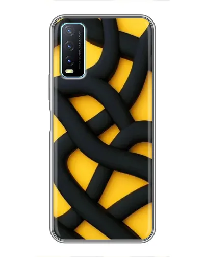Чехол для Vivo Y20 с картинкой «Черное желтое переплетение»