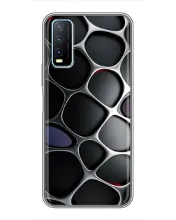 Чехол для Vivo Y20 с картинкой «Объемная темная решетка»