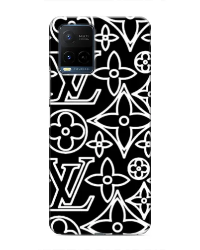 Чехол для Vivo Y21 / Y21s с картинкой «Черно-белый узор LV»