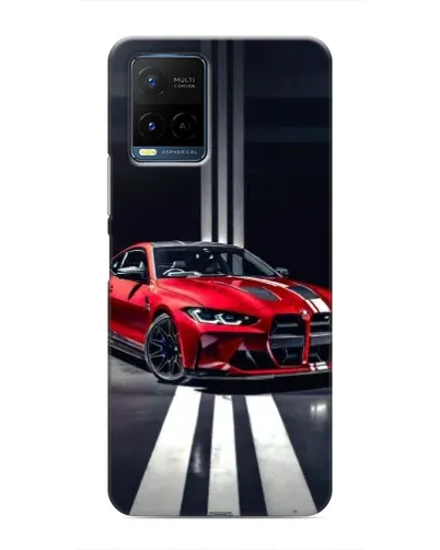 Чехол для Vivo Y21 / Y21s с картинкой «Красная BMW на дороге»