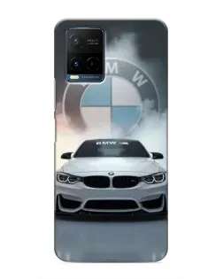 Чохол для Vivo Y21 / Y21s з картинкою «BMW в білому диму»
