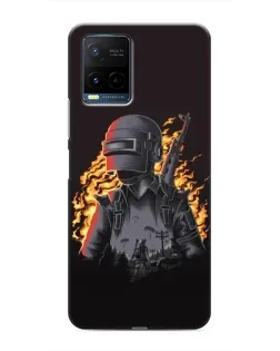 Чехол для Vivo Y21 / Y21s с картинкой «PUBG — огненный силуэт»