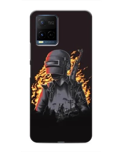 Чехол для Vivo Y21 / Y21s с картинкой «PUBG — огненный силуэт»