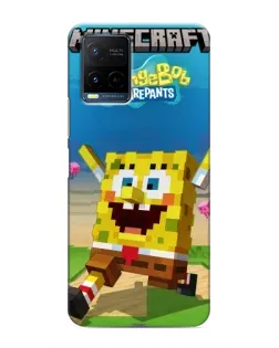 Чехол для Vivo Y21 / Y21s с картинкой «Губка Боб Minecraft»