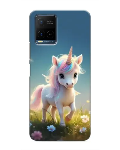 Чехол для Vivo Y21 / Y21s с картинкой «Единорог на поляне»