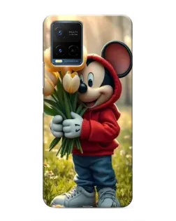 Чехол для Vivo Y21 / Y21s с картинкой «Микки с тюльпанами»