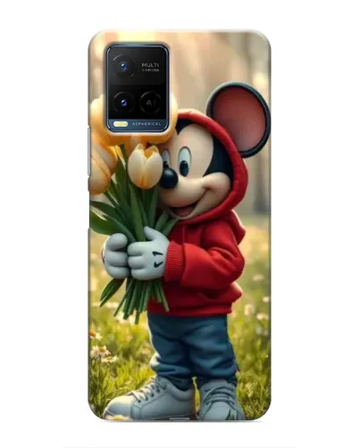 Чехол для Vivo Y21 / Y21s с картинкой «Микки с тюльпанами»