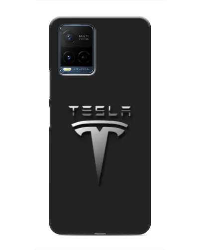 Чехол для Vivo Y21 / Y21s с картинкой «Стальной логотип Tesla»